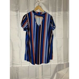 BOBBIE BROOKS COLORFUL STRIPED TUNIC TOP